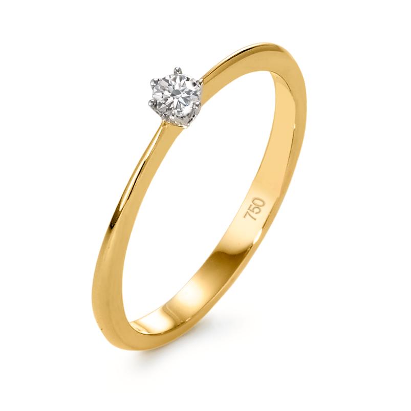 Solitaire ring 750/18K geel goud, 750/18K witgoud Diamant 0.07 ct, w-si