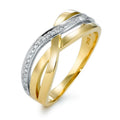 Ring 750/18K geel goud, 750/18K witgoud Diamant 0.13 ct, 27 Steen, w-si