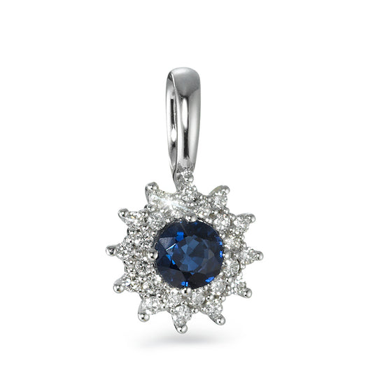 Hanger 750/18K witgoud Saffier blauw, Diamant wit, 0.18 ct, 25 Steen, [Brillant], w-si