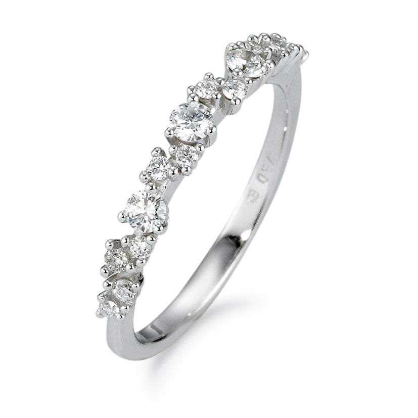 Ring 750/18K witgoud Diamant wit, 0.33 ct, 15 Steen, [Brillant], w-si