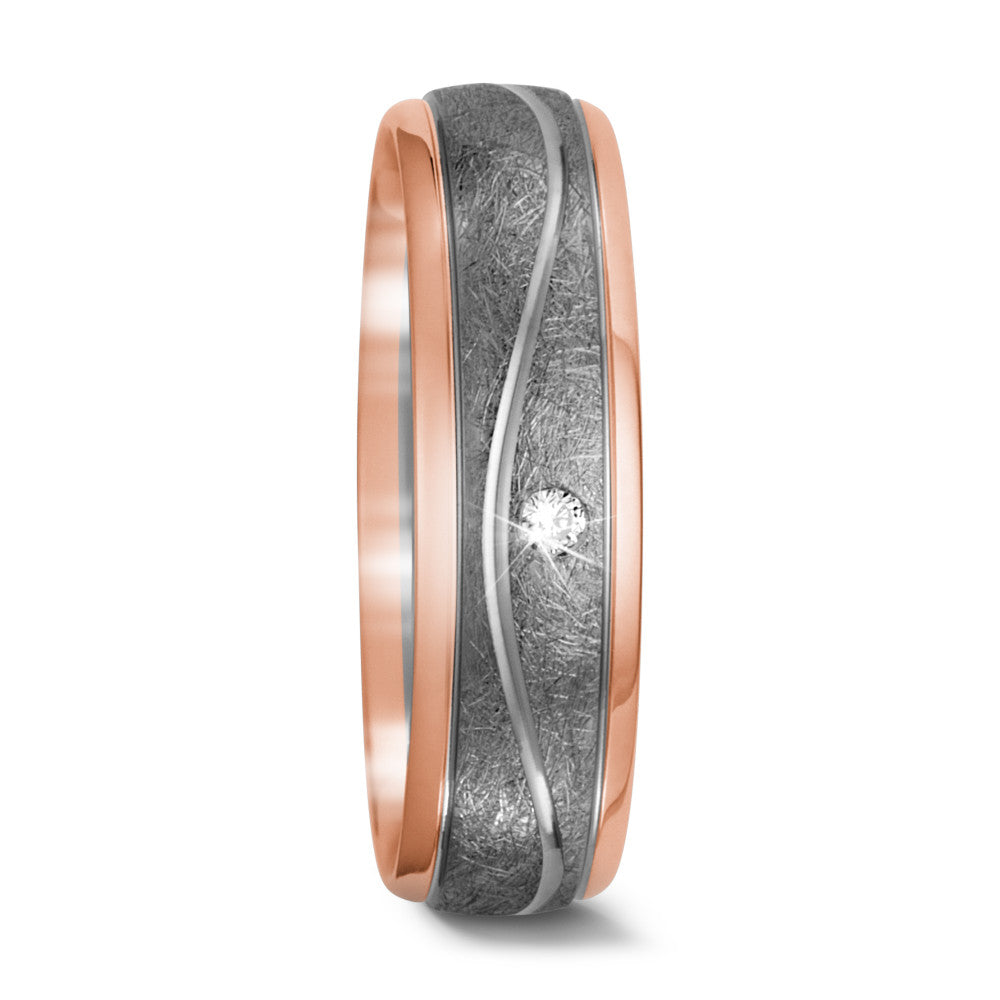 Partnerring 750/18K rood goud, 500 Palladium Diamant 0.02 ct, w-si