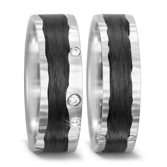 Partnerring 585/14K witgoud, Carbon