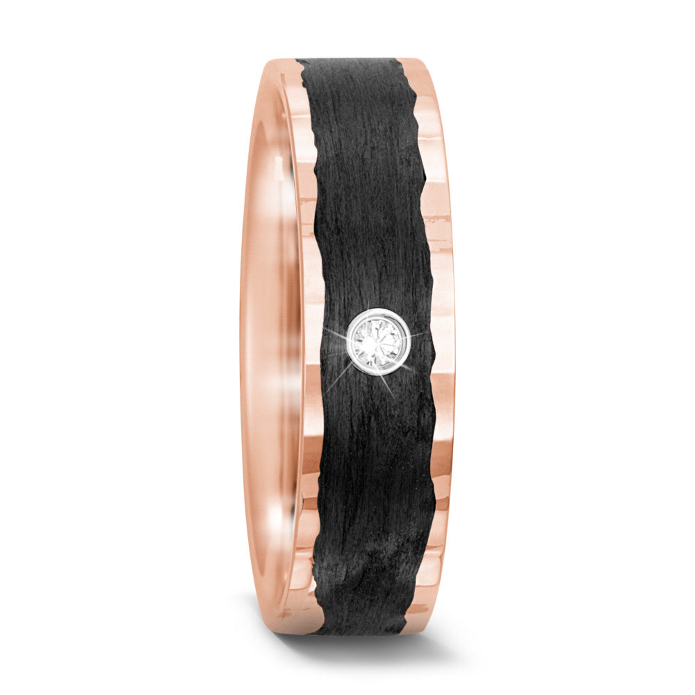 Partnerring 585/14K roségoud, Carbon Diamant 0.02 ct, tw-si