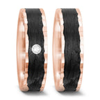 Partnerring 585/14K roségoud, Carbon Diamant 0.02 ct, tw-si