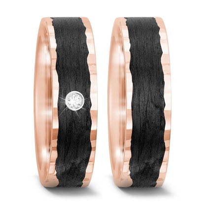 Partnerring 585/14K roségoud, Carbon