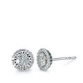 Oorknoppen 750/18K witgoud Diamant 0.35 ct, 50 Steen, [Brillant], w-si Ø7 mm