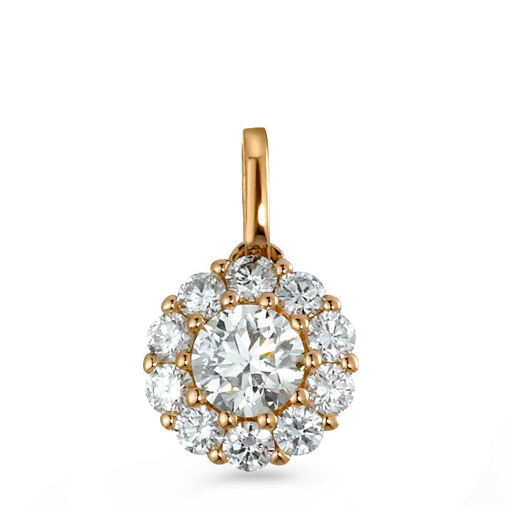 Hanger 750/18K rood goud Diamant 0.50 ct, 11 Steen, [Brillant], w-si Ø7 mm