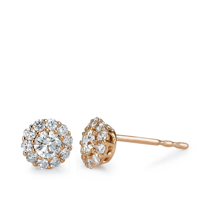 Oorknoppen 750/18K rood goud Diamant 0.50 ct, 22 Steen, [Brillant], w-si Ø6 mm