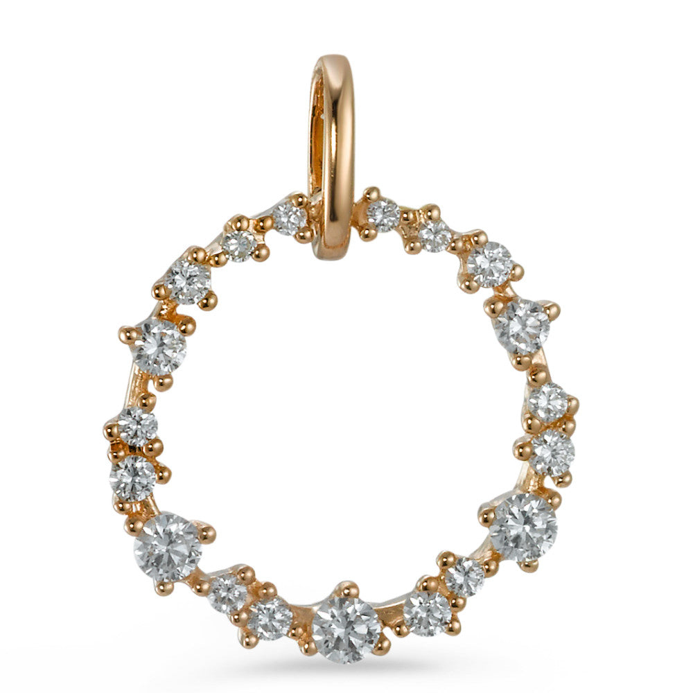 Hanger 750/18K rood goud Diamant 0.33 ct, 19 Steen, [Brillant], w-si Ø15 mm