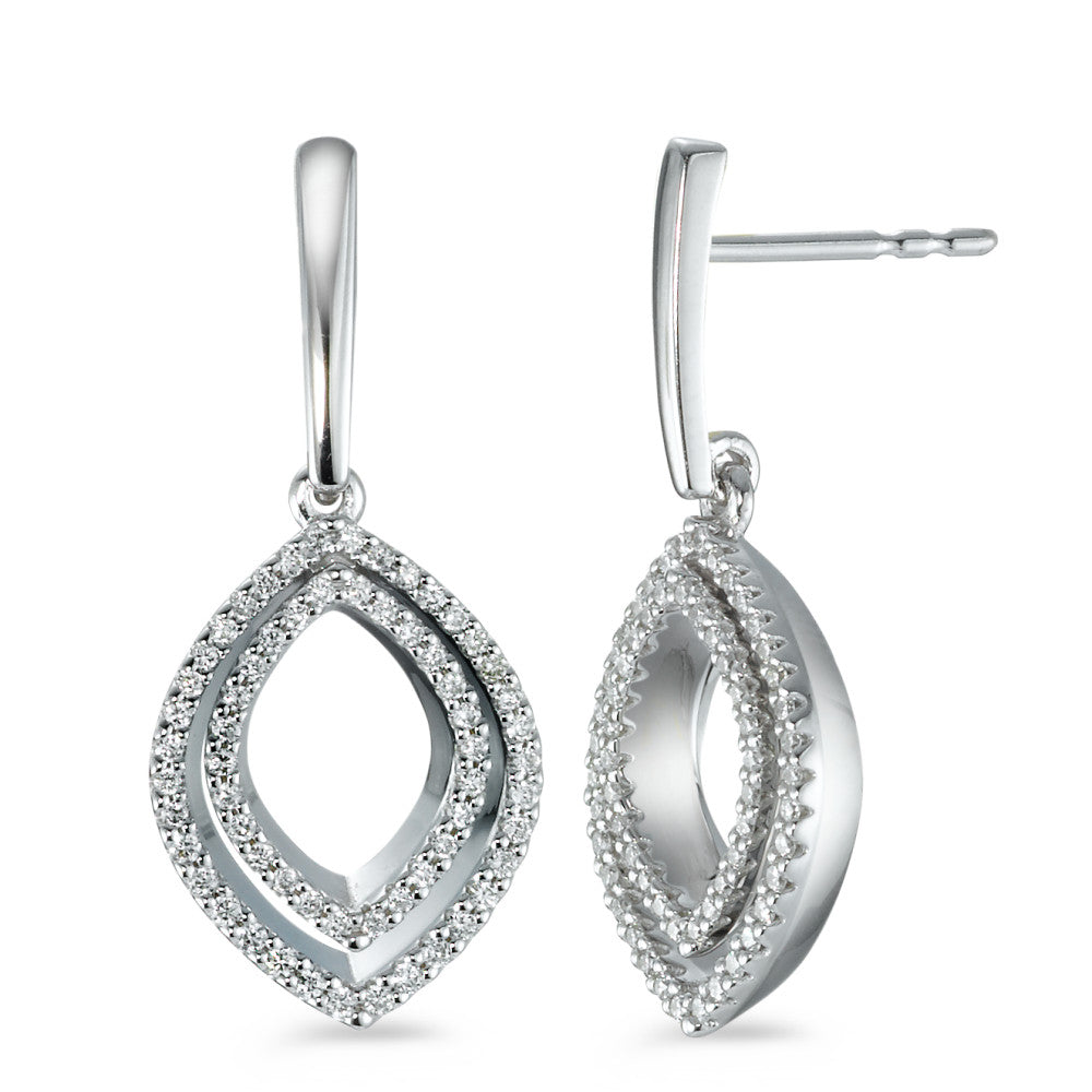 Oorbellen 750/18K witgoud Diamant 0.42 ct, 124 Steen, [Brillant], w-si