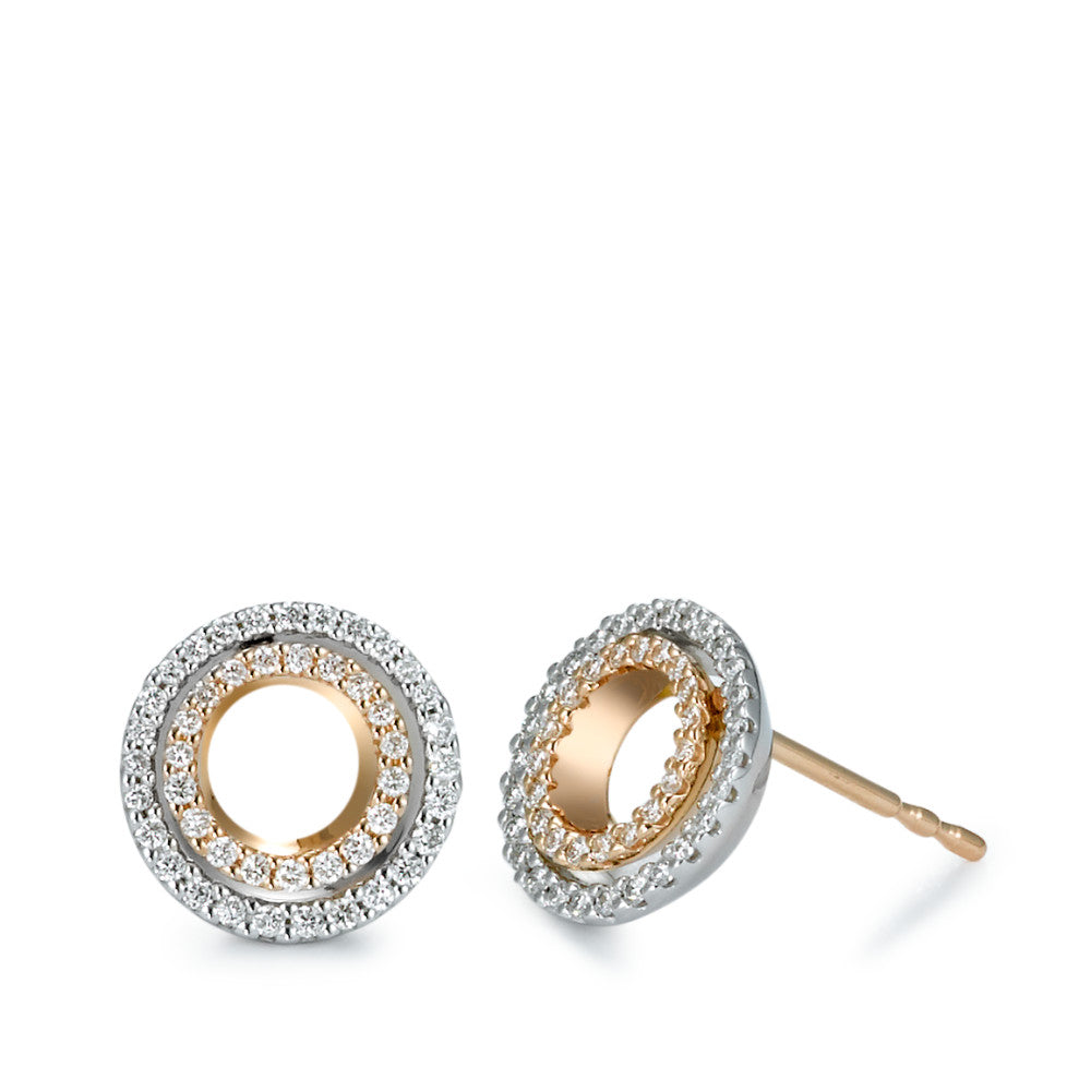 Oorknoppen 750/18K rood goud, 750/18K witgoud Diamant 0.32 ct, 92 Steen, [Brillant], w-si Ø10 mm