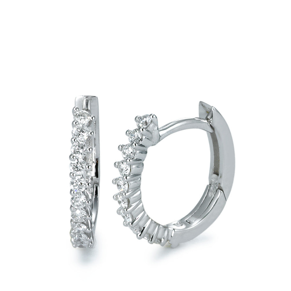 Scharnier oorringen creolen 750/18K witgoud Diamant 0.25 ct, 22 Steen, [Brillant], w-si