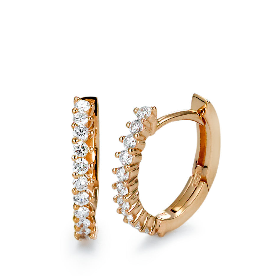 Scharnier oorringen creolen 750/18K rood goud Diamant 0.25 ct, 22 Steen, [Brillant], w-si