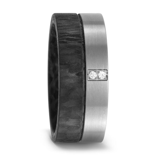 Partnerring Titanium, Carbon Diamant 0.02 ct, 2 Steen, w-si