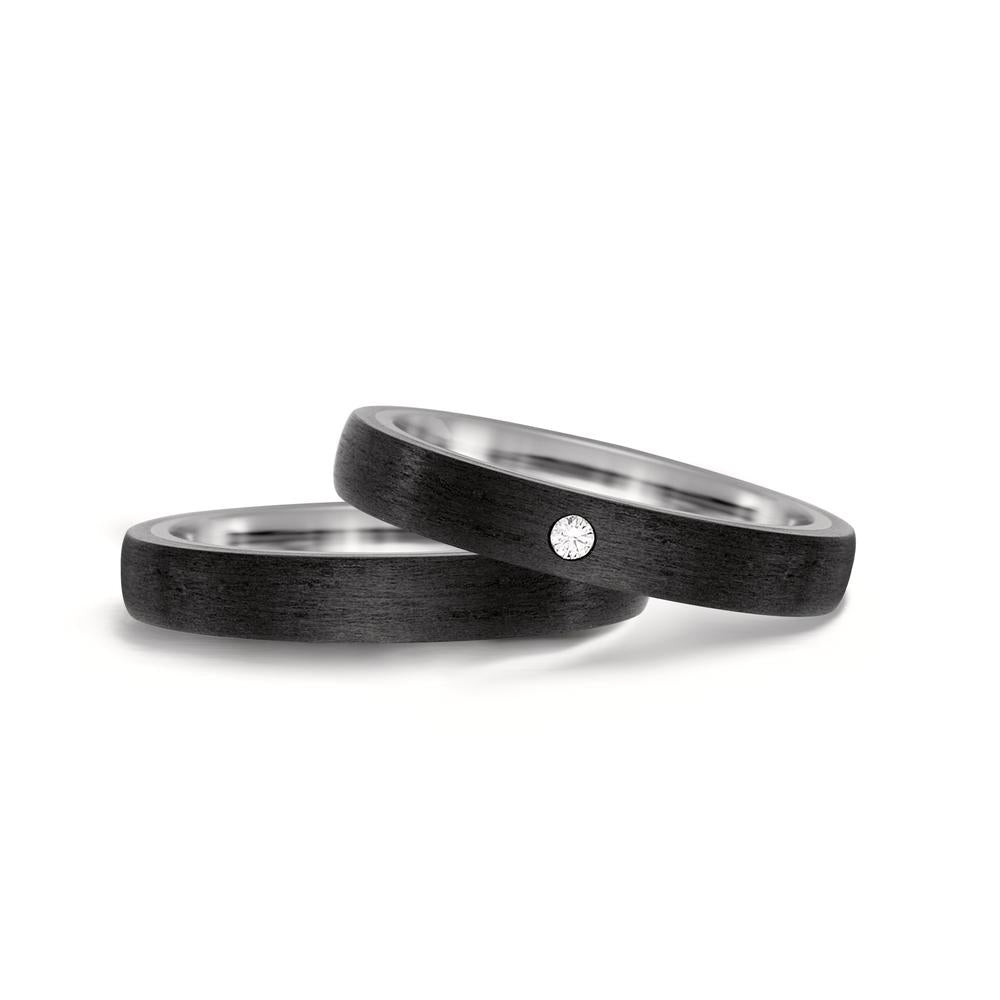 Partnerring Titanium, Carbon Diamant 0.03 ct, w-si