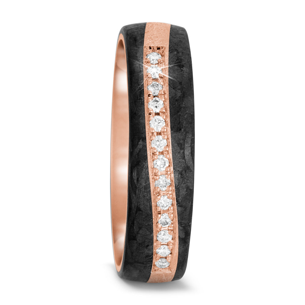 Partnerring 585/14K roségoud, Carbon Diamant 0.091 ct, 13 Steen, tw-si