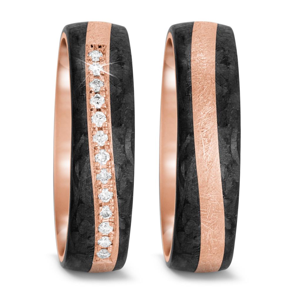 Partnerring 585/14K roségoud, Carbon