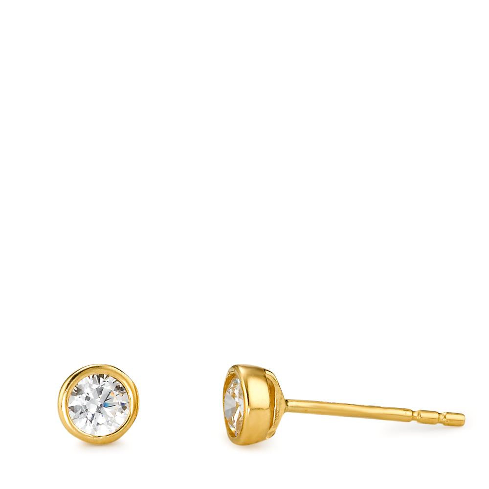 Oorknoppen 750/18K geel goud Zirkonia 2 Steen Ø4.5 mm