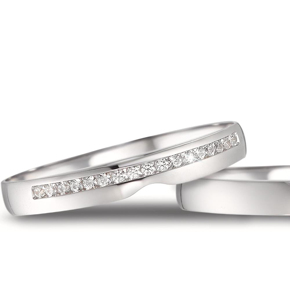Partnerring 750/18K witgoud Diamant 0.085 ct, 17 Steen, tw-vsi