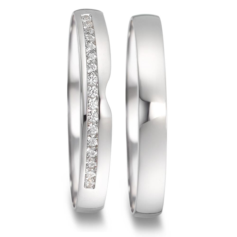 Partnerring 750/18K witgoud Diamant 0.085 ct, 17 Steen, tw-vsi