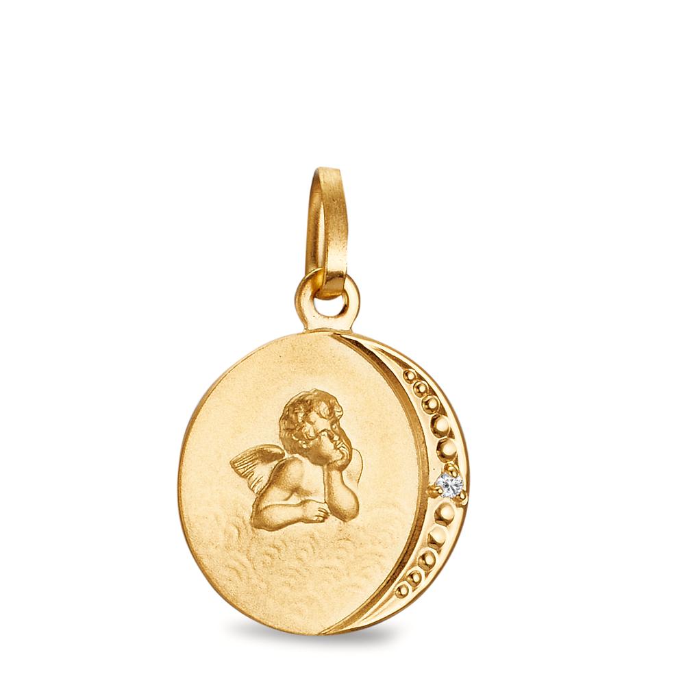 Hanger 375/9K geel goud Diamant 0.005 ct, w-pi1 Beschermengel Ø12 mm