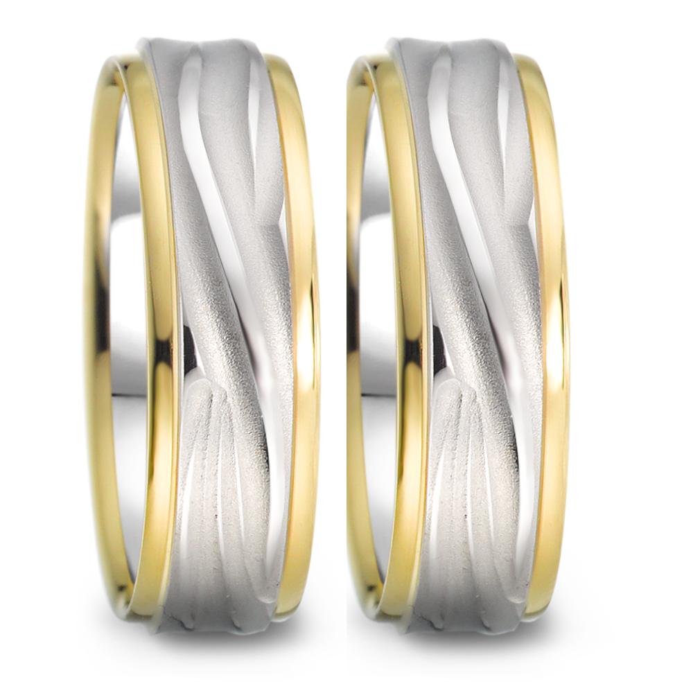 Partnerring 750/18K witgoud, 750/18K geel goud
