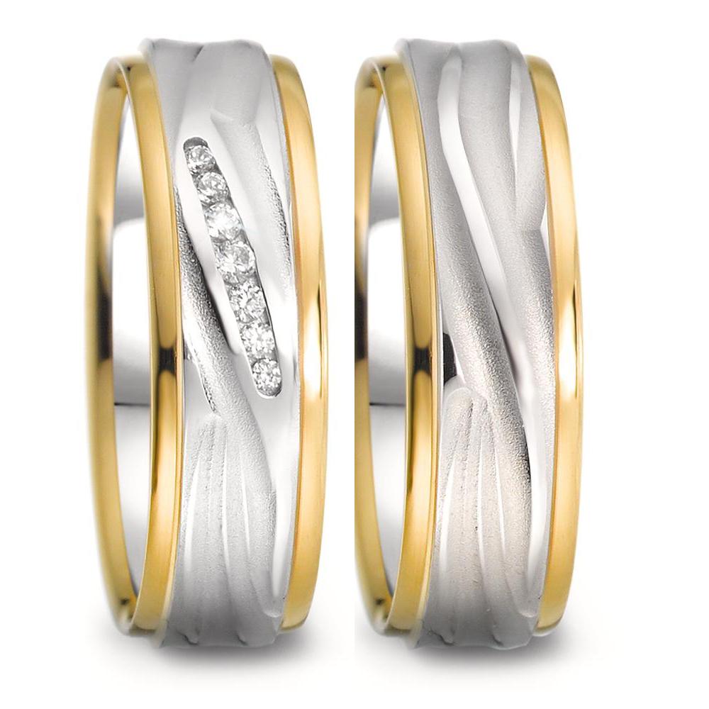 Partnerring 750/18K witgoud, 750/18K geel goud