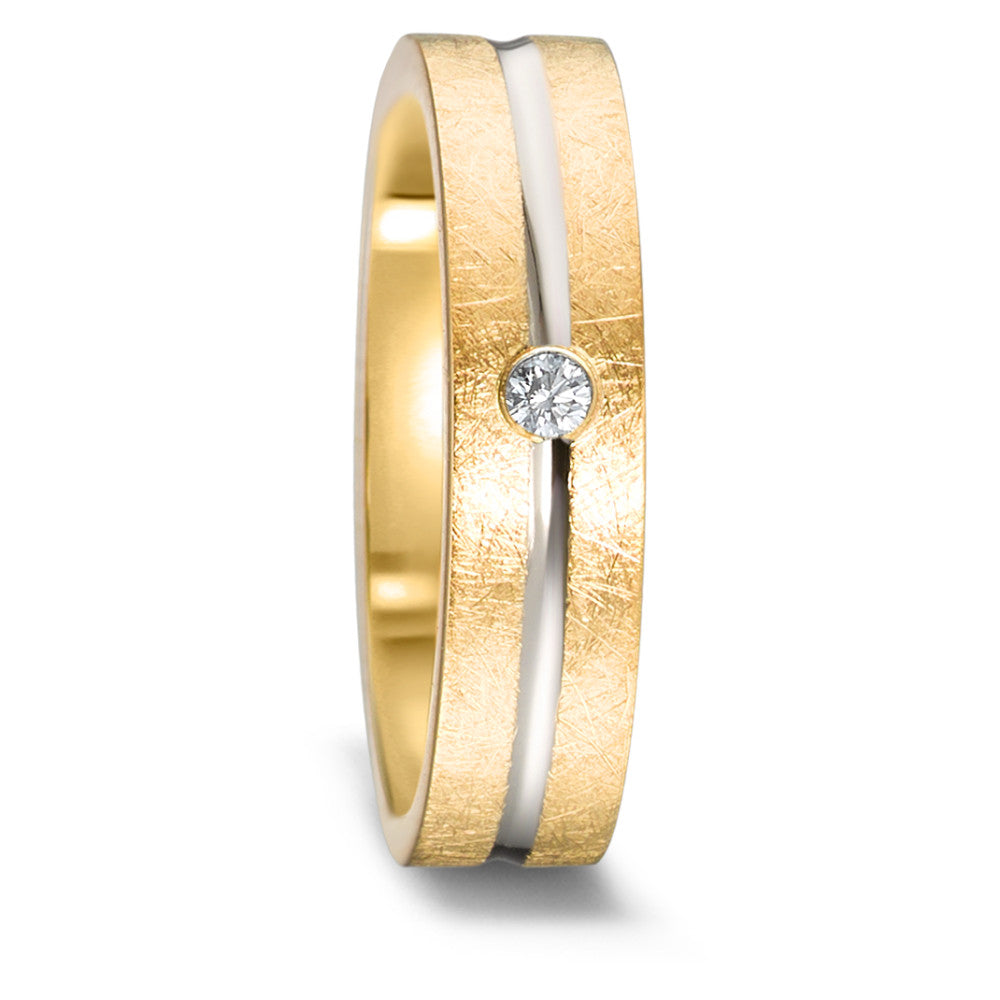 Partnerring 750/18K geel goud, 750/18K witgoud Diamant 0.03 ct, w-si