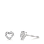 Oorknoppen Zilver Zirkonia Gerhodineerd Hart Ø6 mm