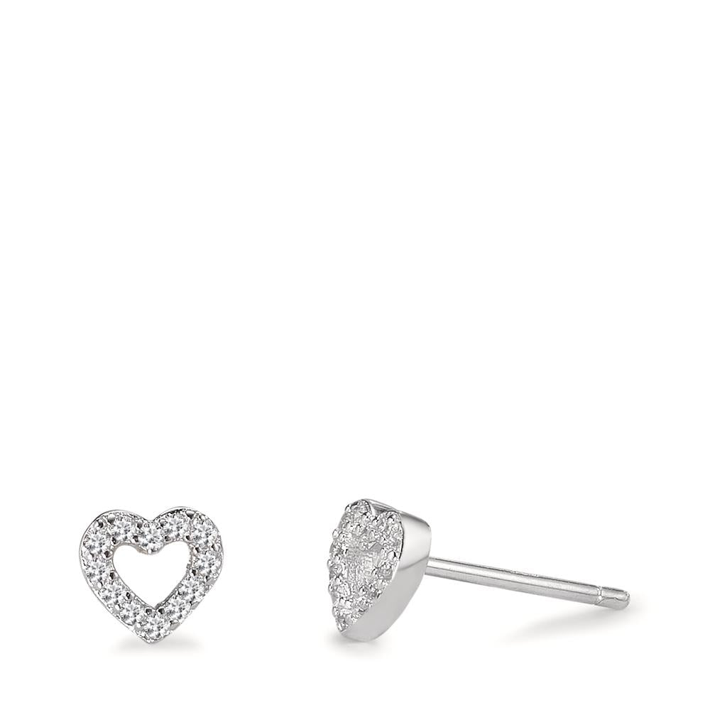 Oorknoppen Zilver Zirkonia Gerhodineerd Hart Ø6 mm