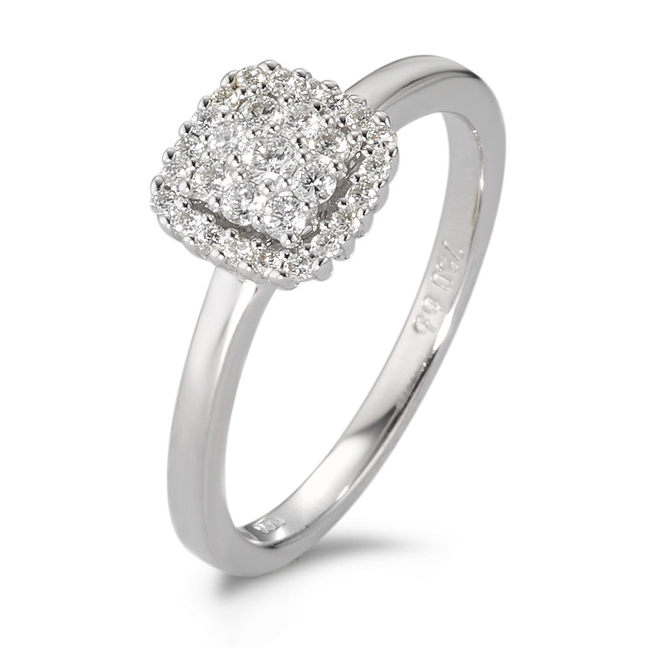 Ring 750/18K witgoud Diamant wit, 0.25 ct, 29 Steen, [Brillant], w-si