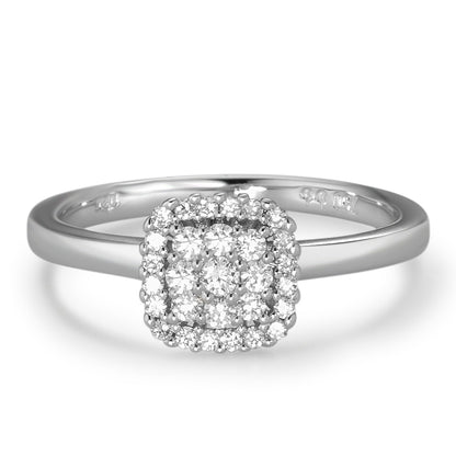 Ring 750/18K witgoud Diamant wit, 0.25 ct, 29 Steen, [Brillant], w-si