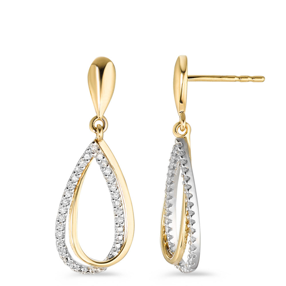 Oorbellen 750/18K geel goud, 750/18K witgoud Diamant wit, 0.18 ct, 46 Steen, [Brillant], w-si