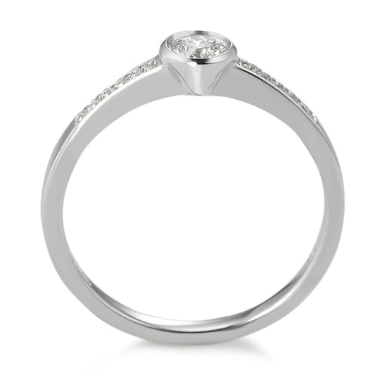 Solitaire ring 750/18K witgoud Diamant wit, 0.22 ct, 11 Steen, [Brillant], w-si Ø4.5 mm