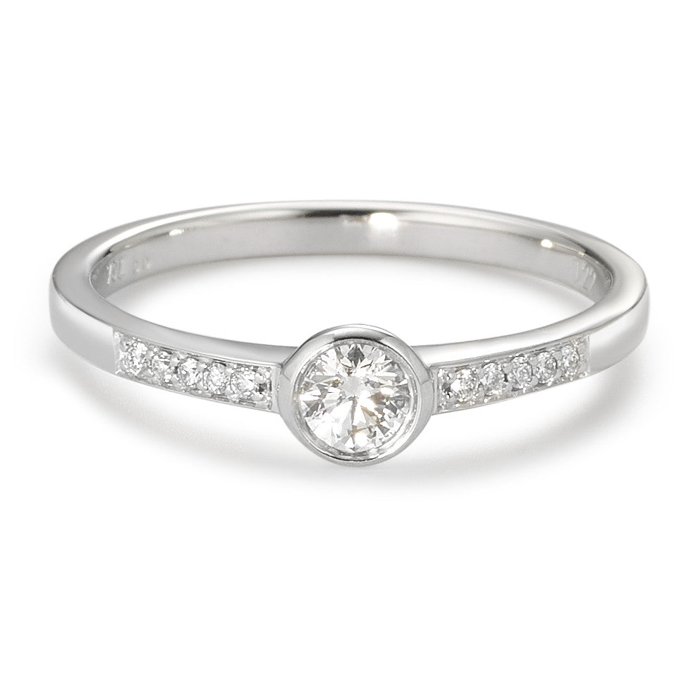 Solitaire ring 750/18K witgoud Diamant wit, 0.22 ct, 11 Steen, [Brillant], w-si Ø4.5 mm