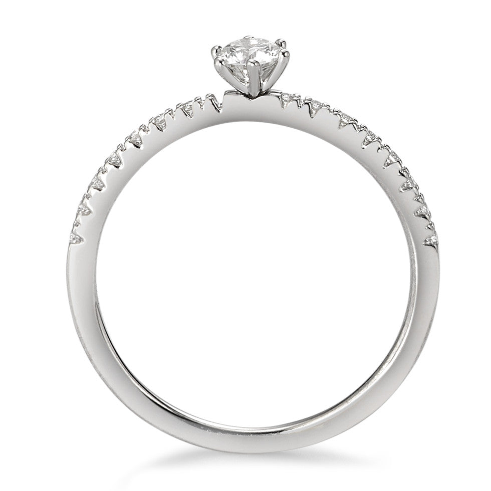 Solitaire ring 750/18K witgoud Diamant wit, 0.25 ct, 17 Steen, [Brillant], w-si