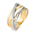 Ring 750/18K geel goud, 750/18K witgoud Diamant wit, 0.14 ct, 28 Steen, [Brillant], w-si