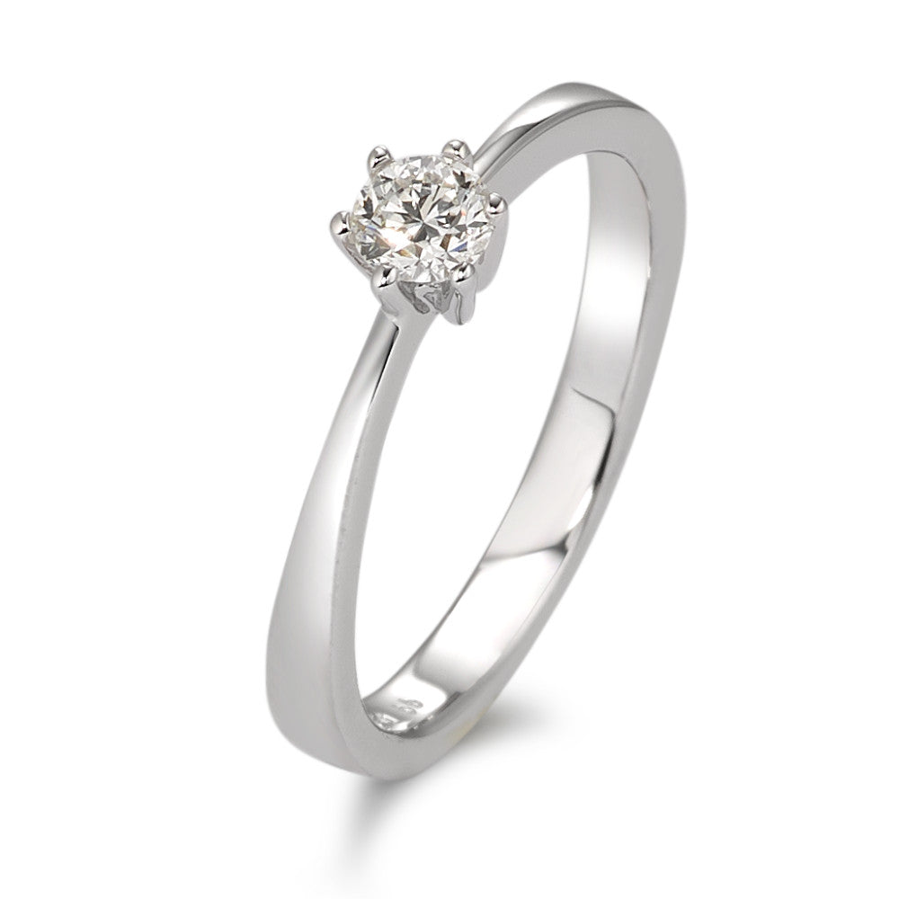 Solitaire ring 750/18K witgoud Diamant wit, 0.20 ct, [Brillant], w-si