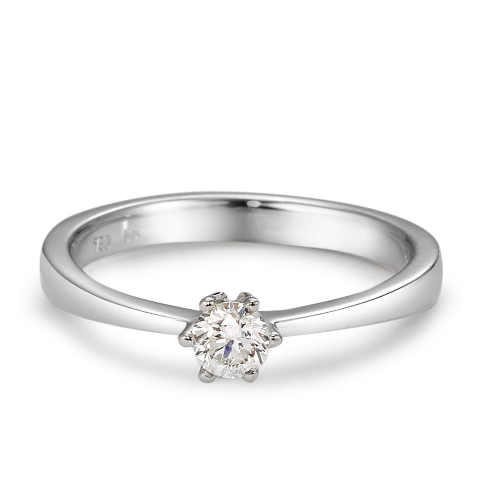 Solitaire ring 750/18K witgoud Diamant wit, 0.20 ct, [Brillant], w-si