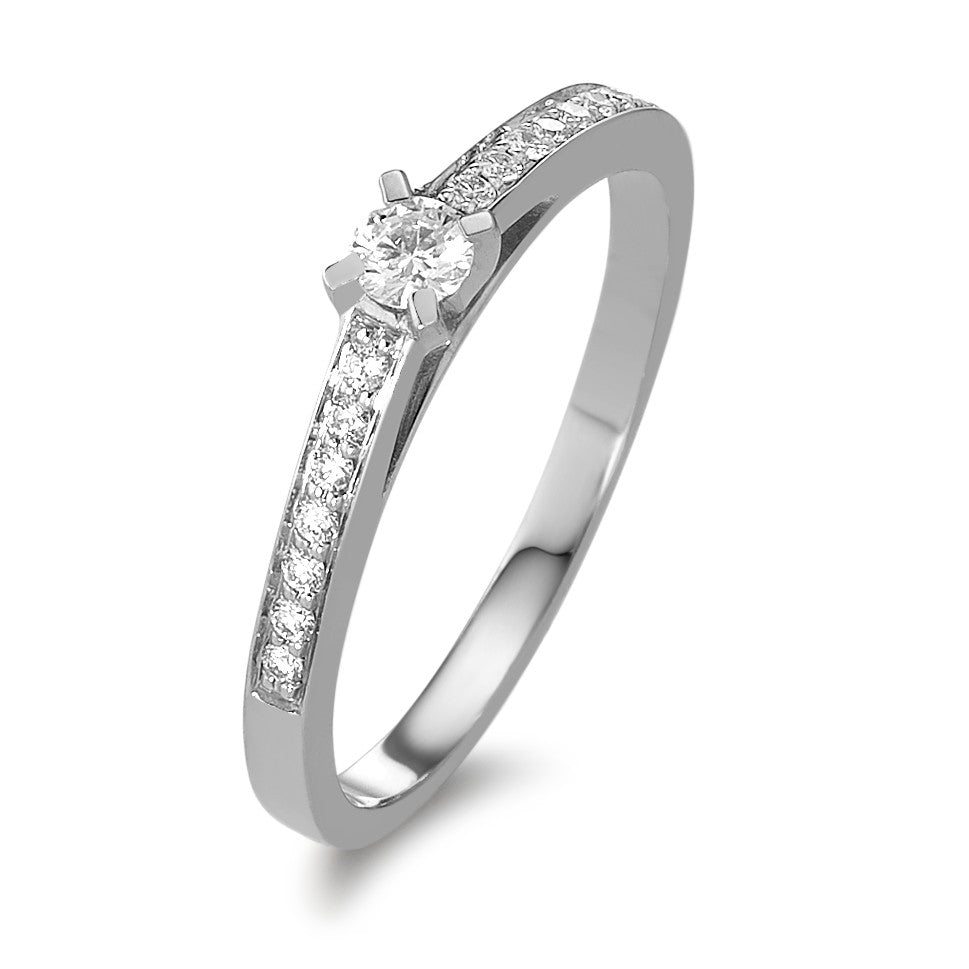 Ring 750/18K witgoud Diamant 0.17 ct, 15 Steen, w-si