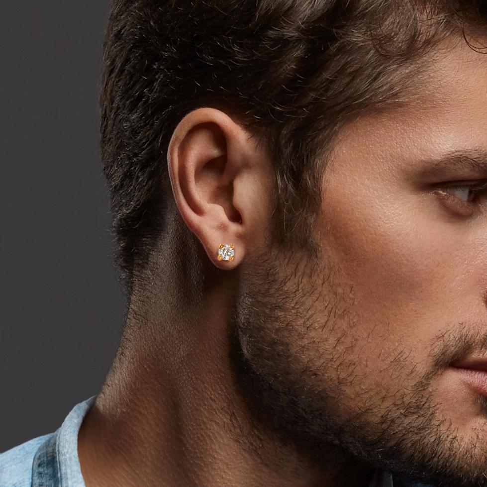 Oorknop 1 stuk 750/18K geel goud Diamant 0.25 ct, w-si