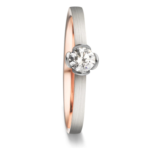 Solitaire ring 750/18K rood goud, 750/18K witgoud Diamant 0.25 ct, tw-vsi