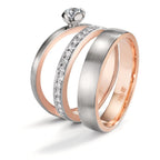 Memory ring 750/18K rood goud, 750/18K witgoud Diamant 0.15 ct, 15 Steen, tw-vsi