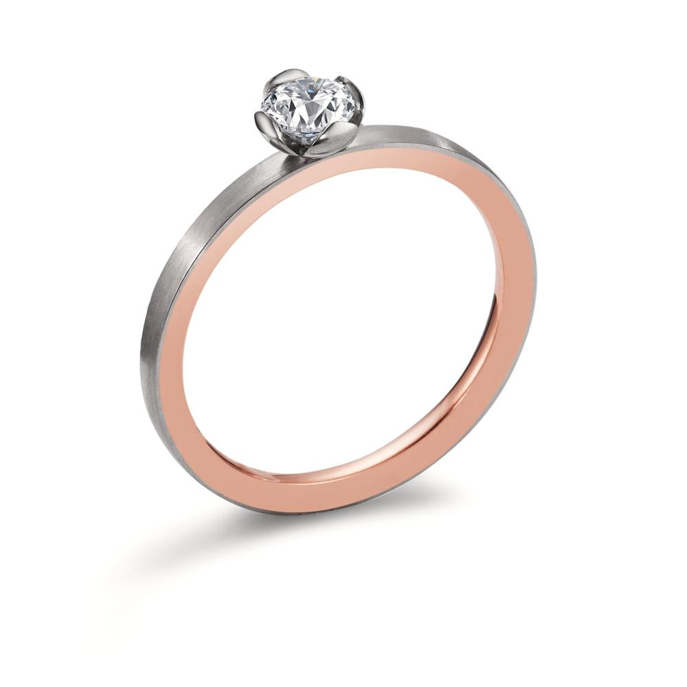 Solitaire ring 750/18K rood goud, 750/18K witgoud Diamant 0.25 ct, tw-vsi