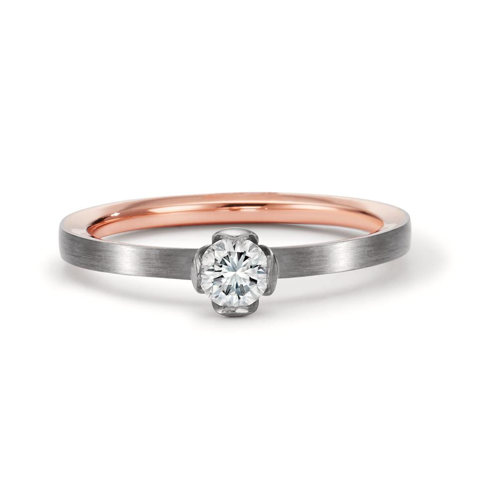 Solitaire ring 750/18K rood goud, 750/18K witgoud Diamant 0.25 ct, tw-vsi