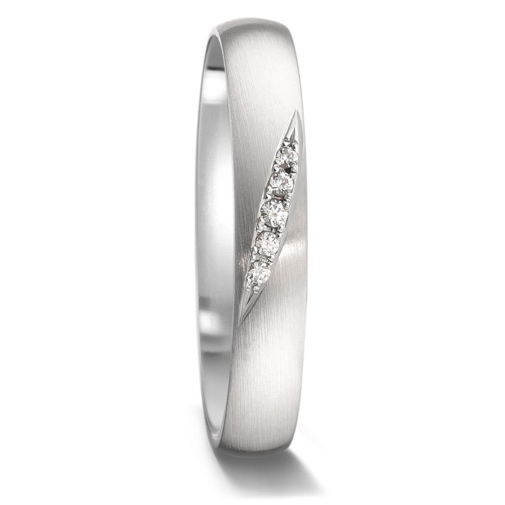 Partnerring 750/18K witgoud Diamant 0.036 ct, 5 Steen, tw-vsi