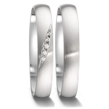 Partnerring 750/18K witgoud Diamant 0.036 ct, 5 Steen, tw-vsi