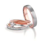 Memory ring 750/18K rood goud, 750/18K witgoud Diamant 0.15 ct, 15 Steen, tw-vsi
