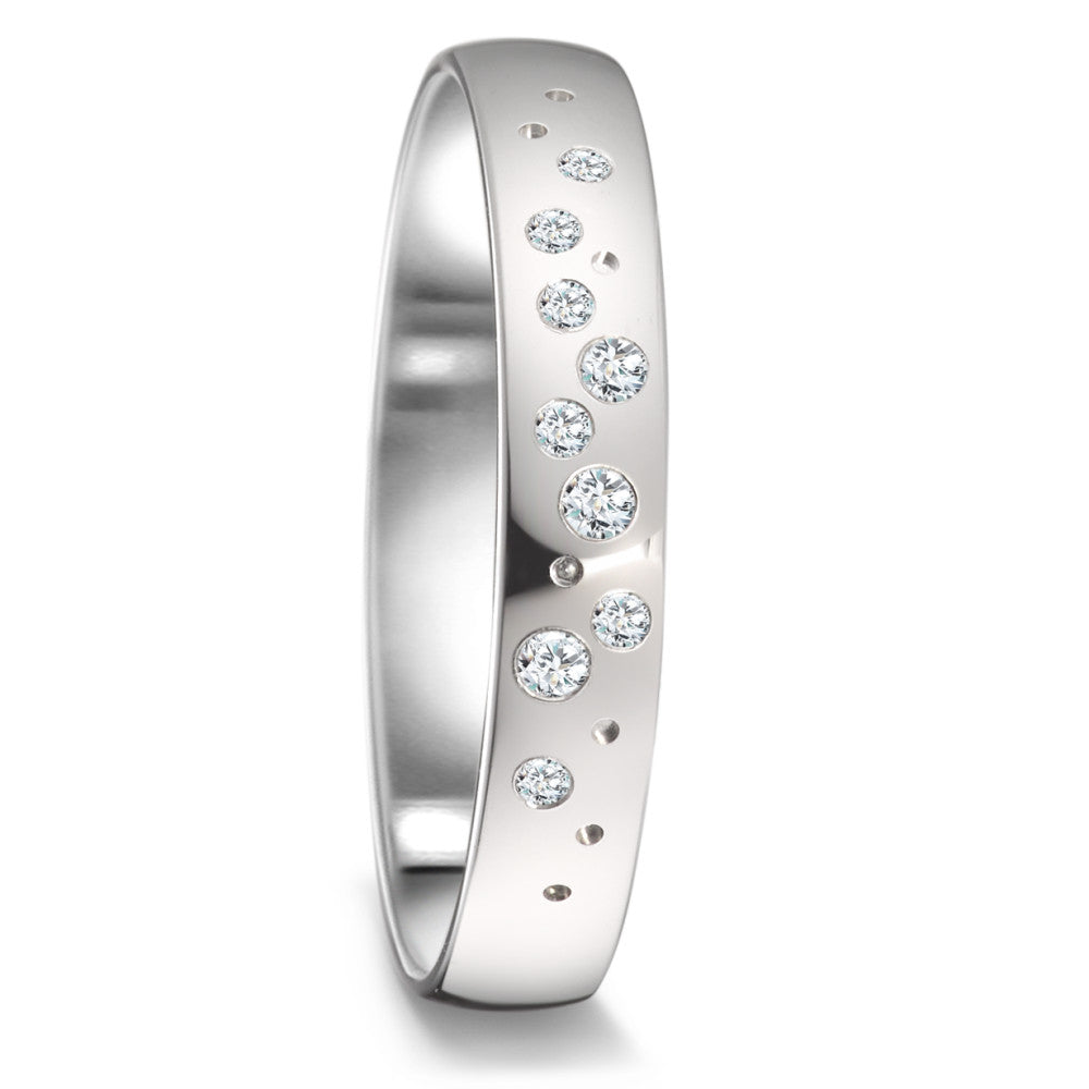 Partnerring 750/18K witgoud Diamant 0.087 ct, 9 Steen, tw-si