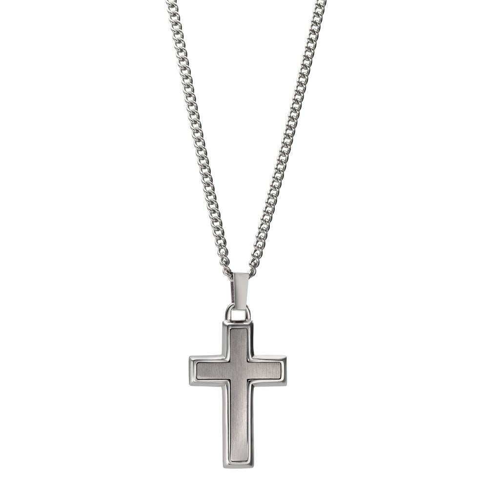 Collier met hanger Roestvrijstaal Kruis 55 cm